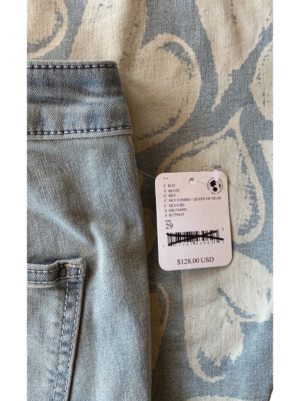 Free People Just Float On Queen of Hearts Flare Jeans Sky Size 29 New With Tags - Picture 16 of 16
